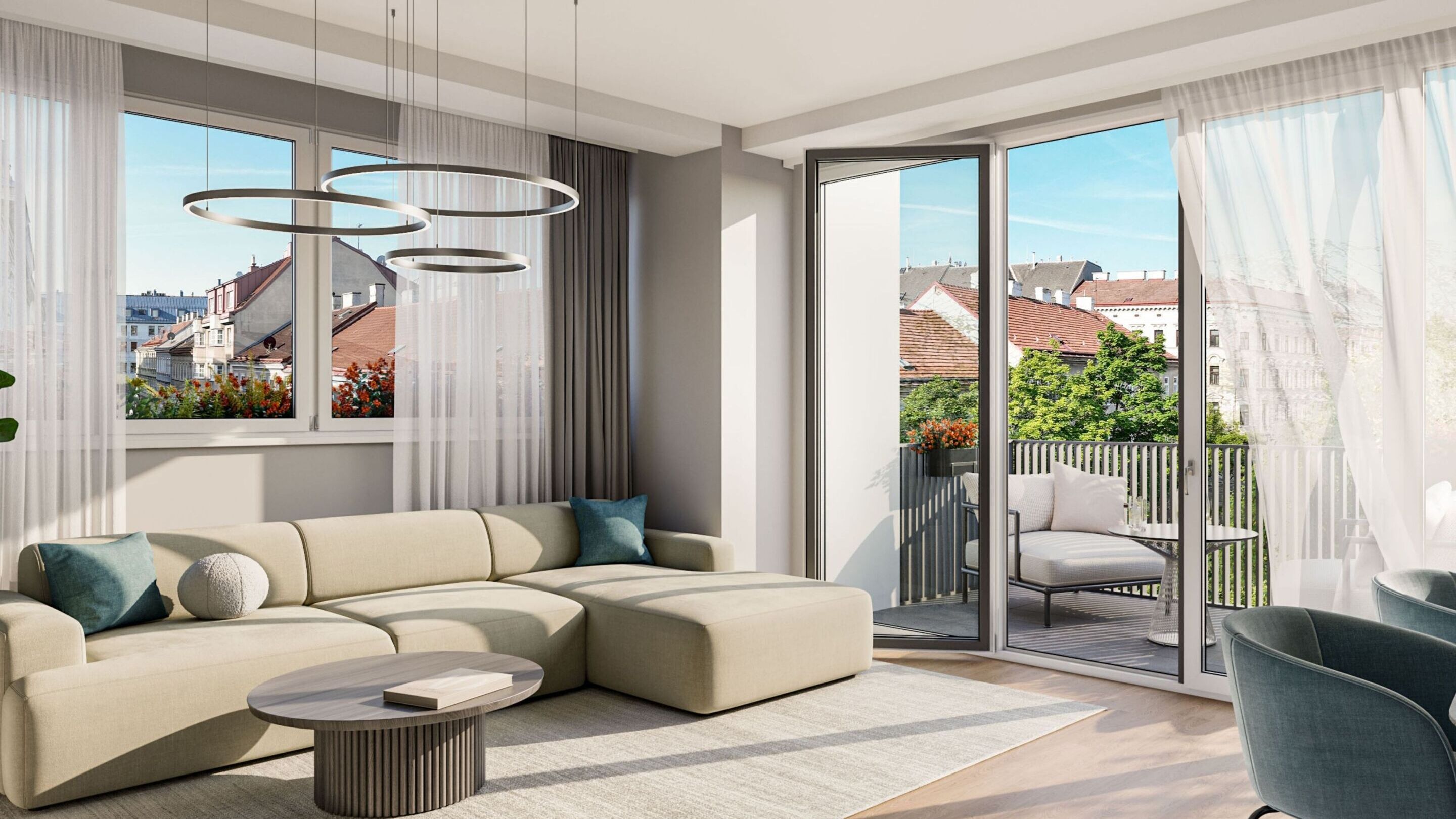 WINEGG-Herbststraße 6-10-Wohnzimmer mit Balkon