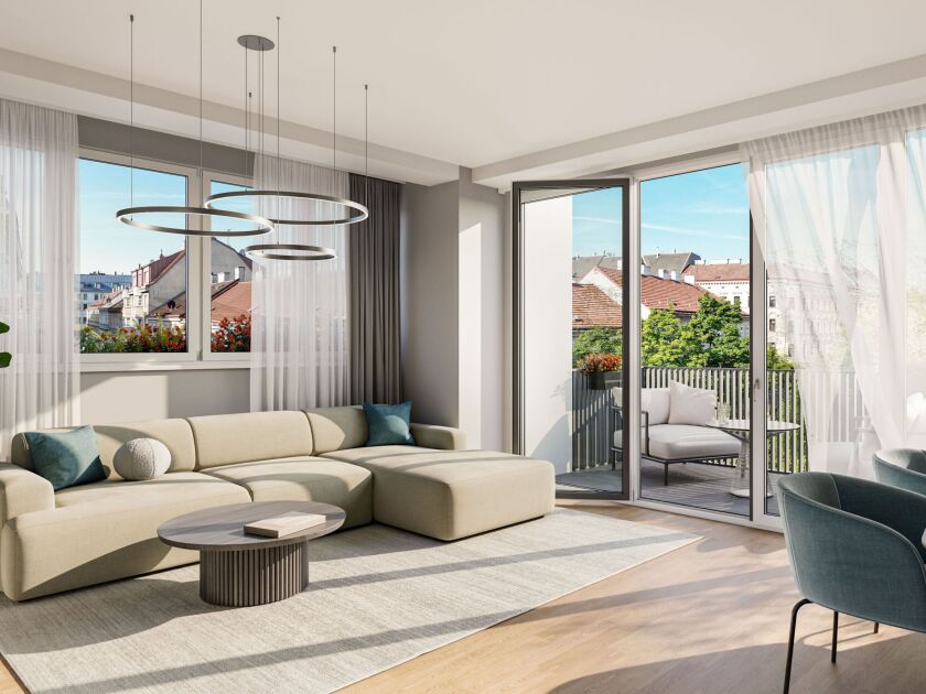 WINEGG-Herbststraße 6-10-Wohnzimmer mit Balkon