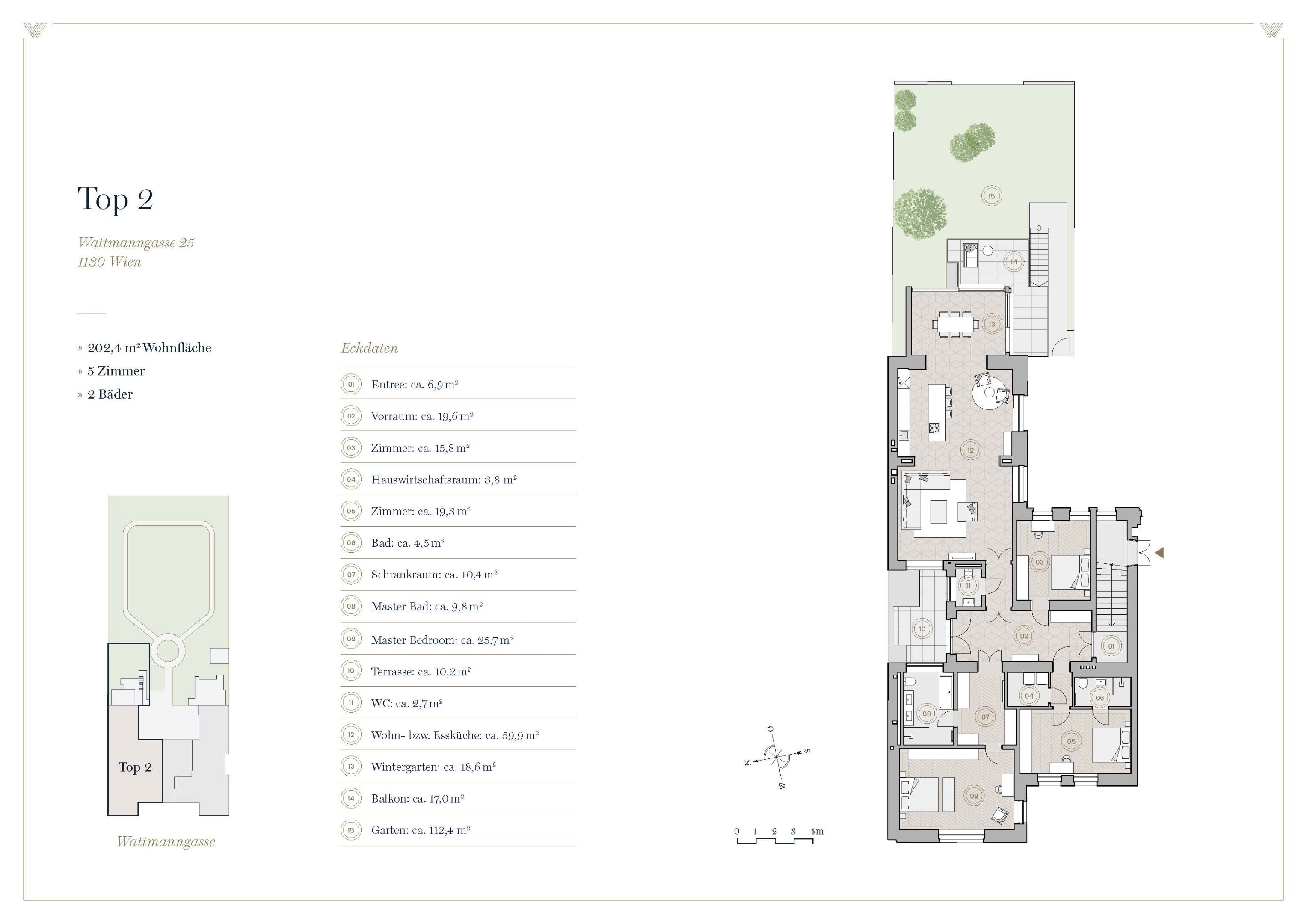 3SI Winegg Wattmanngasse25 Wohnungsplan Top2
