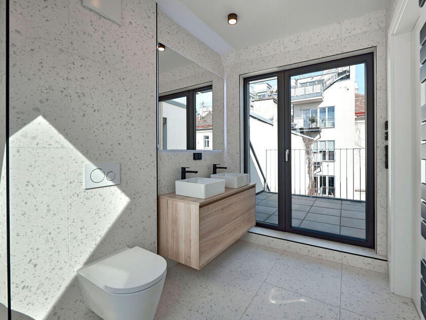 Badezimmer mit Terrasse
