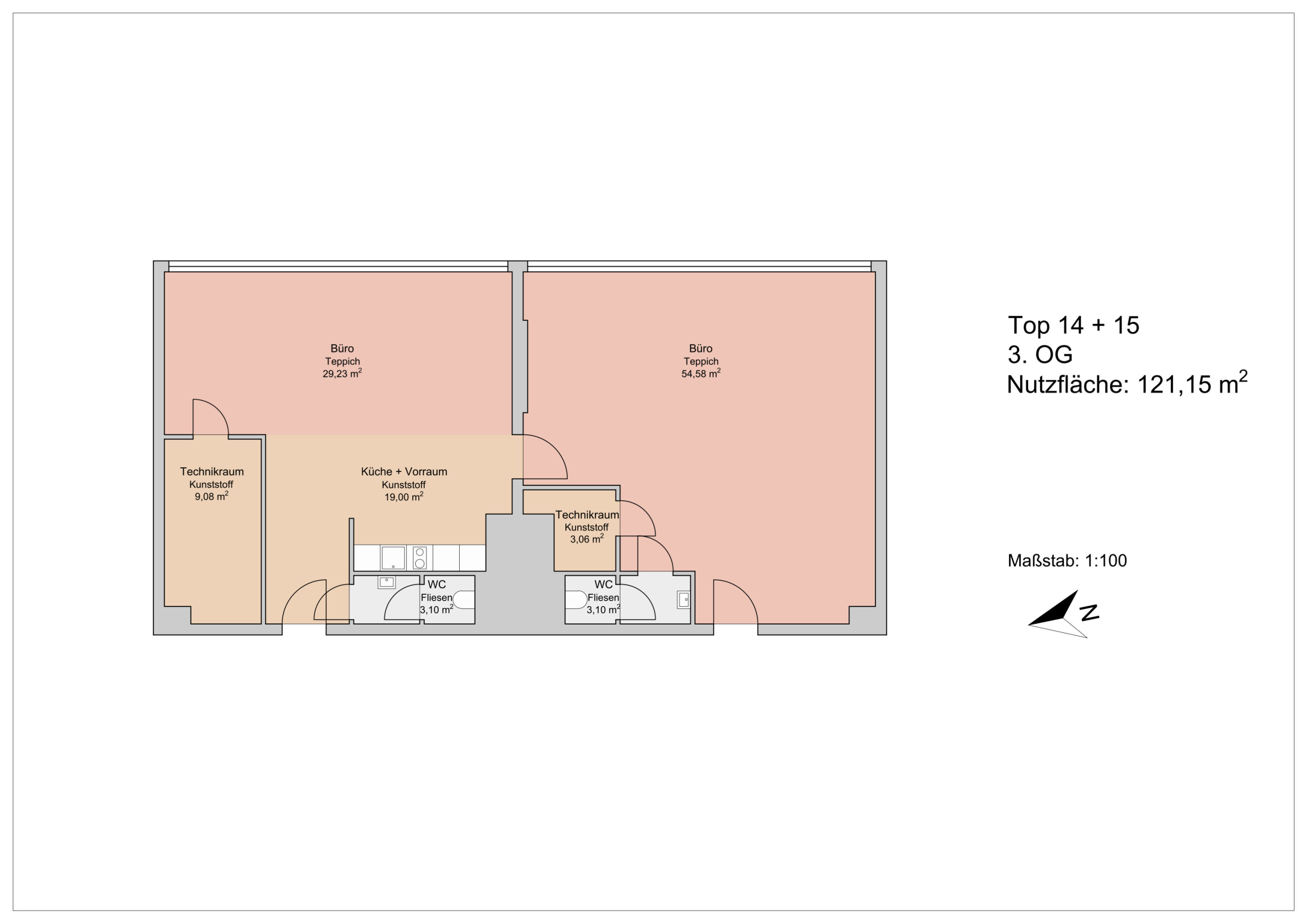 Grundriss Büro Top 14+15