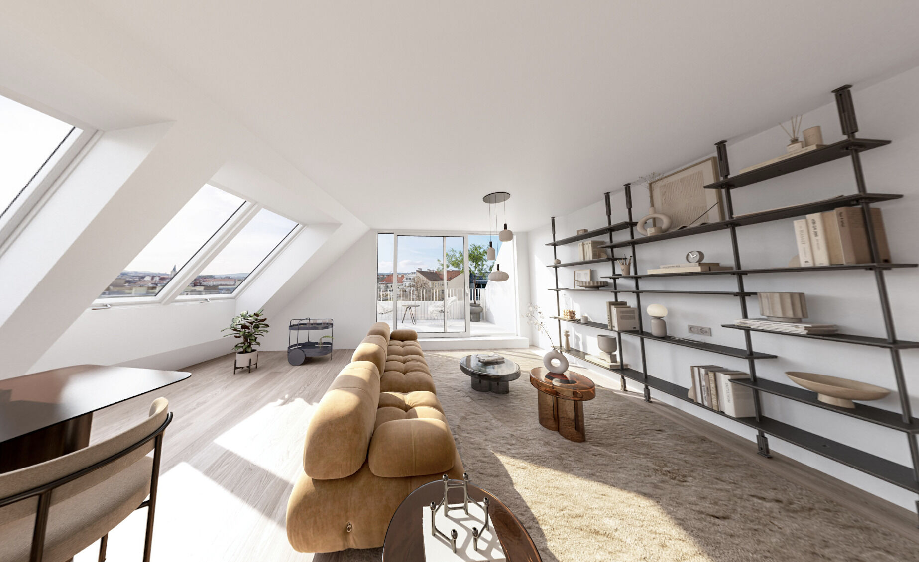 Visualisierung Wohnbereich & Terrasse T2