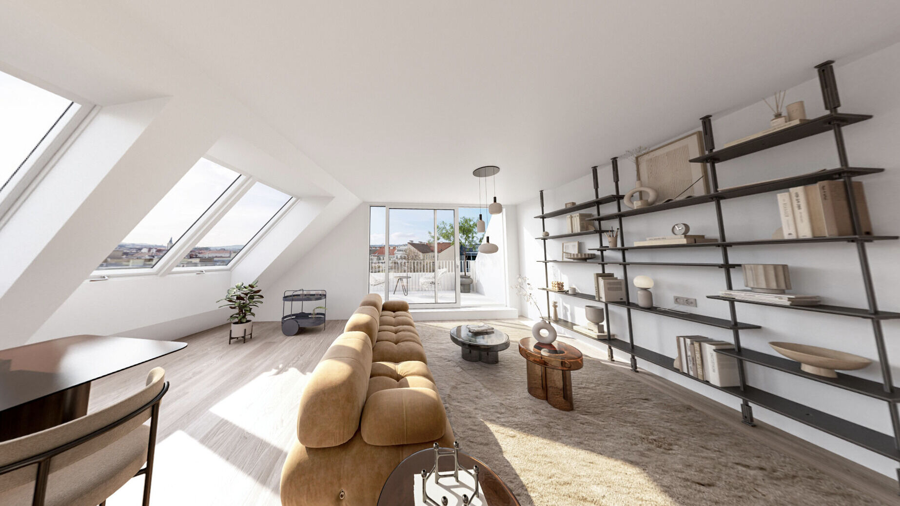 Visualisierung Wohnbereich & Terrasse T2