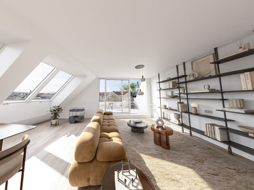 Visualisierung Wohnbereich & Terrasse T2