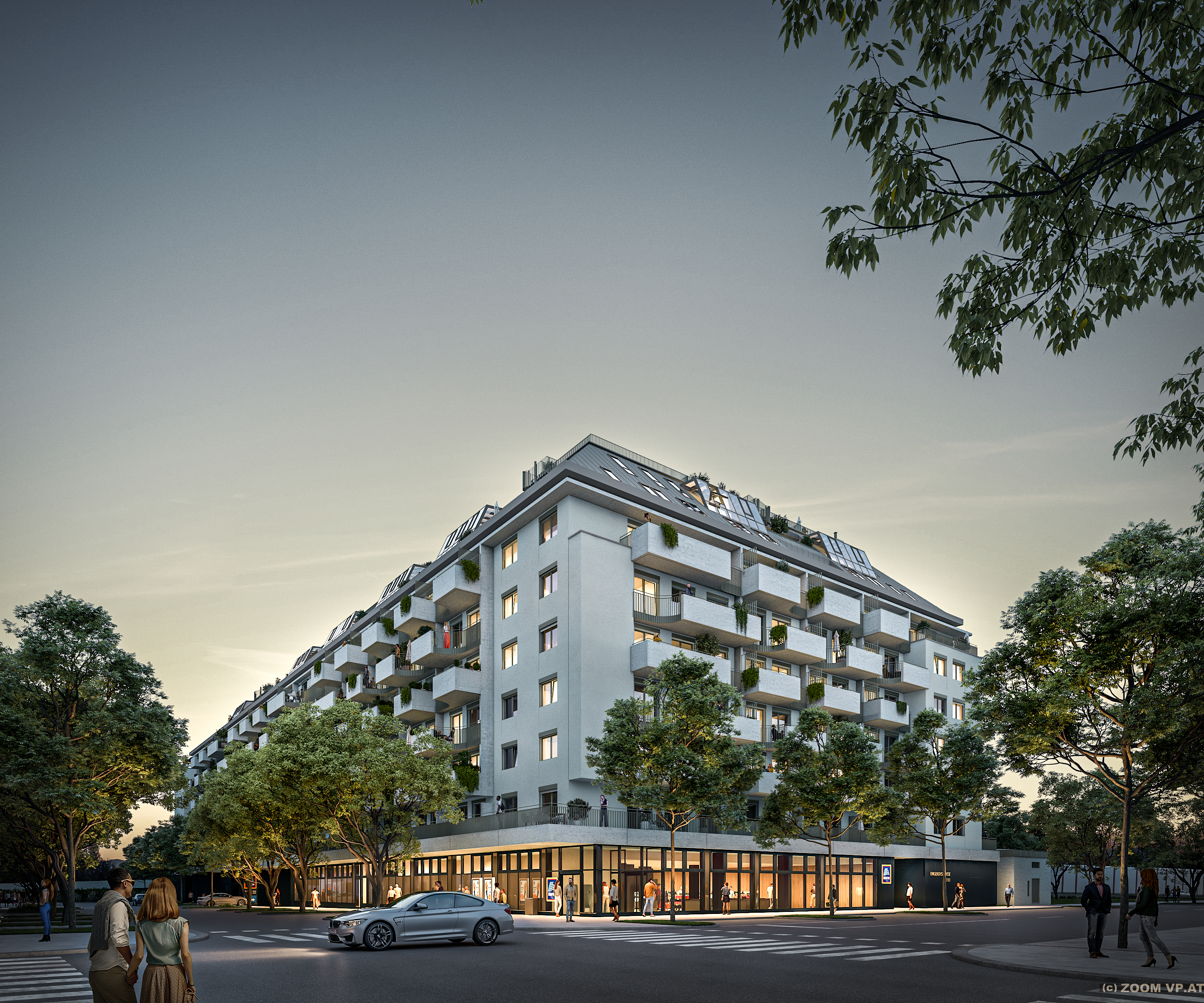 Traisengasse 20-22 | Fassade Nacht