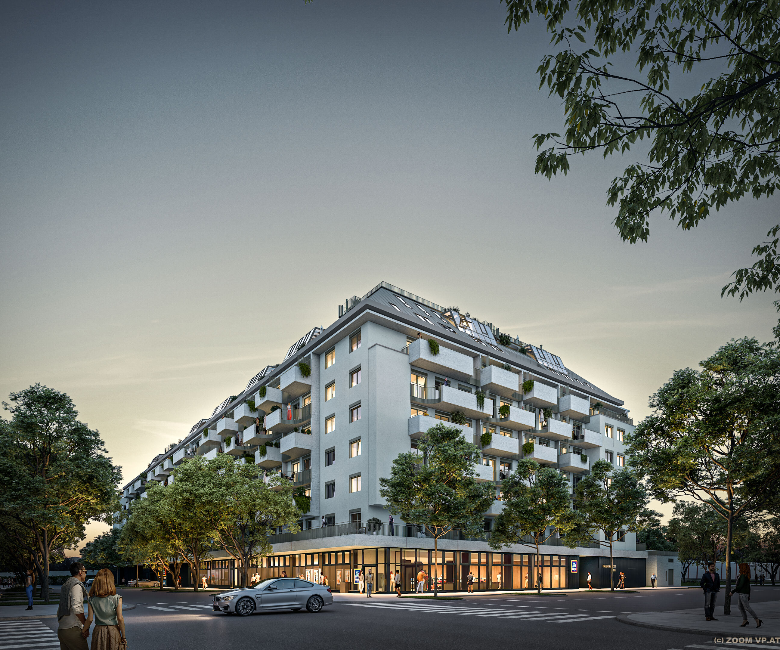 Traisengasse 20-22 | Fassade Nacht