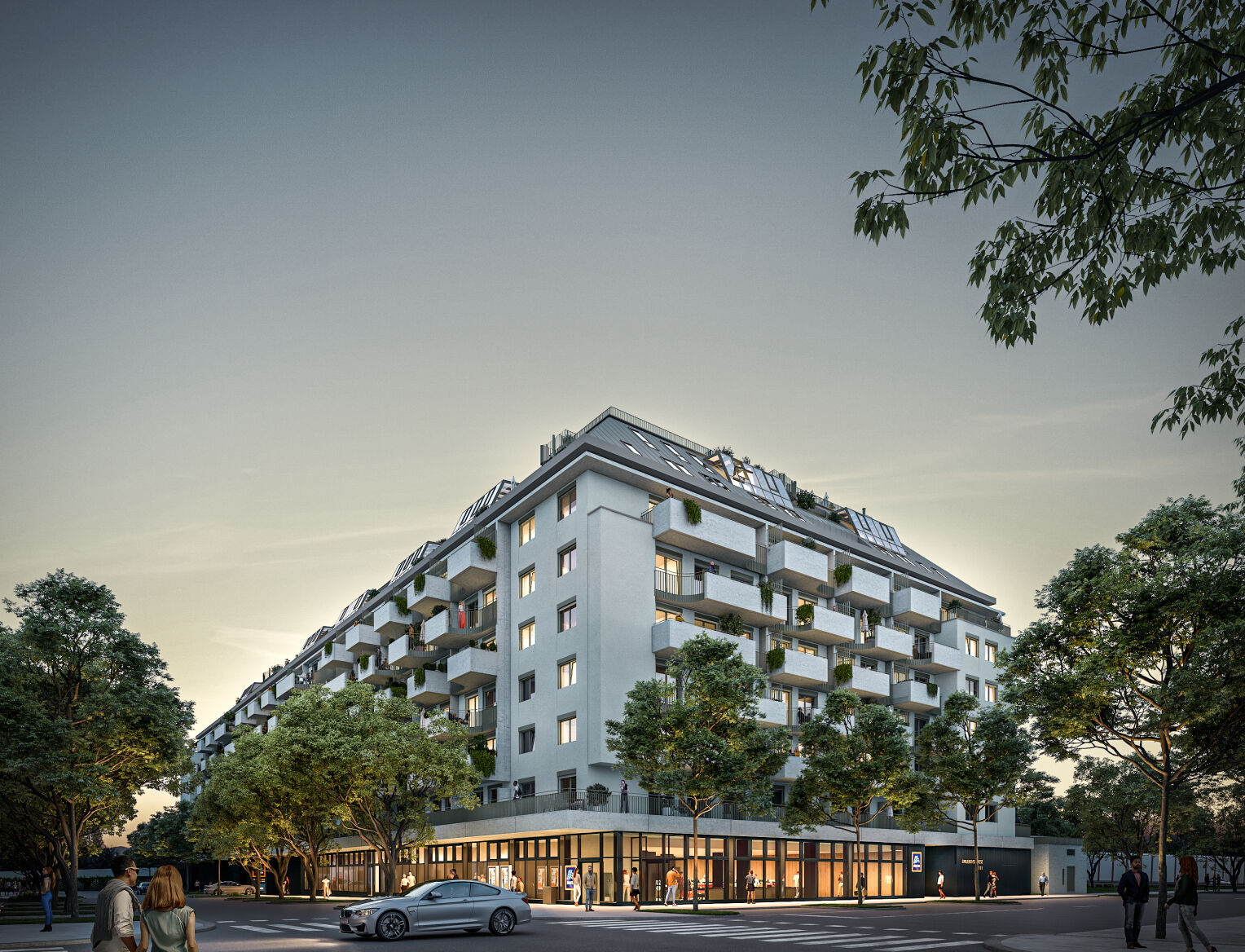 Traisengasse 20-22 | Fassade Nacht