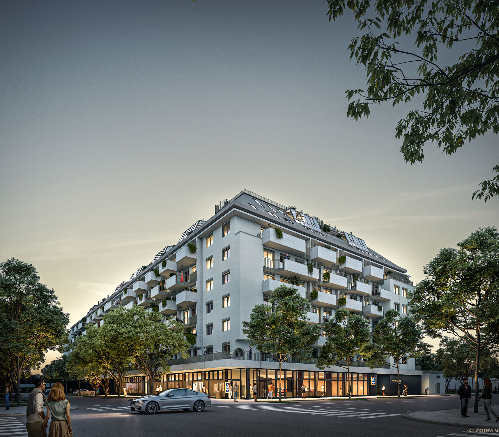Traisengasse 20-22 | Fassade Nacht